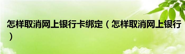 怎样取消网上银行卡绑定（怎样取消网上银行）