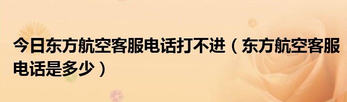 今日东方航空客服电话打不进（东方航空客服电话是多少）