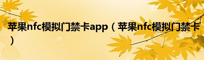 苹果nfc模拟门禁卡app（苹果nfc模拟门禁卡）