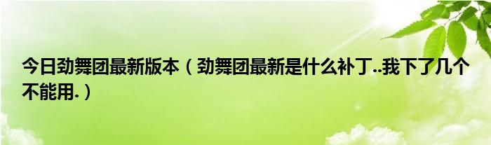 今日劲舞团最新版本（劲舞团最新是什么补丁..我下了几个不能用.）