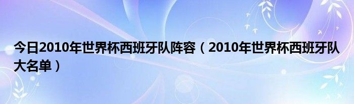 今日2010年世界杯西班牙队阵容（2010年世界杯西班牙队大名单）