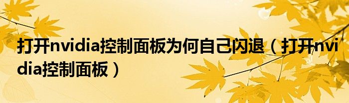 打开nvidia控制面板为何自己闪退（打开nvidia控制面板）