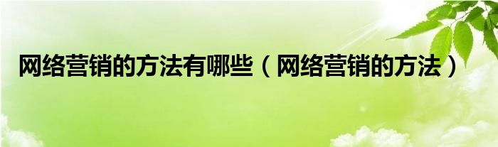 网络营销的方法有哪些（网络营销的方法）