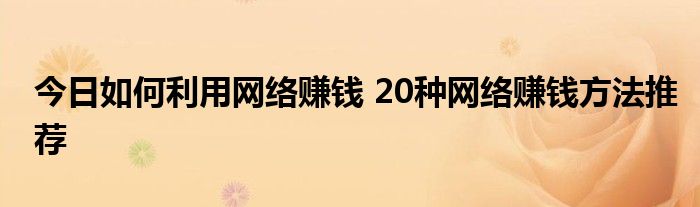 今日如何利用网络赚钱 20种网络赚钱方法推荐