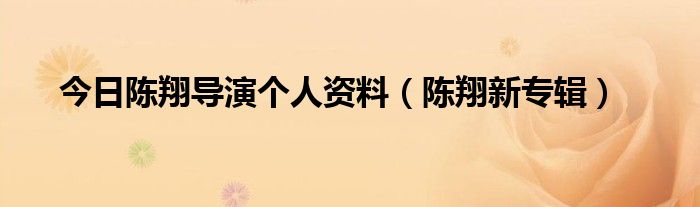 今日陈翔导演个人资料（陈翔新专辑）