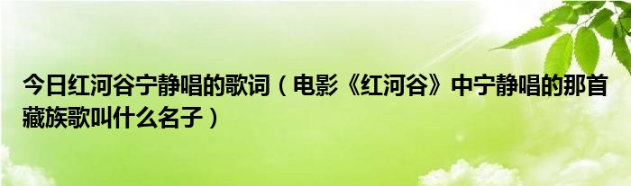 今日红河谷宁静唱的歌词（电影《红河谷》中宁静唱的那首藏族歌叫什么名子）