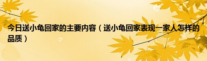 今日送小龟回家的主要内容（送小龟回家表现一家人怎样的品质）