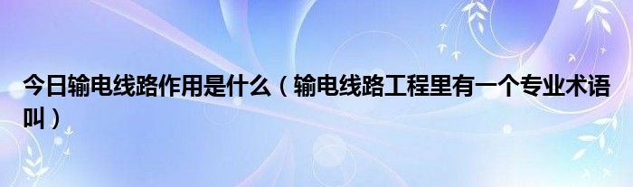 今日输电线路作用是什么（输电线路工程里有一个专业术语叫）