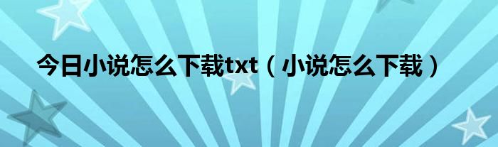 今日小说怎么下载txt（小说怎么下载）