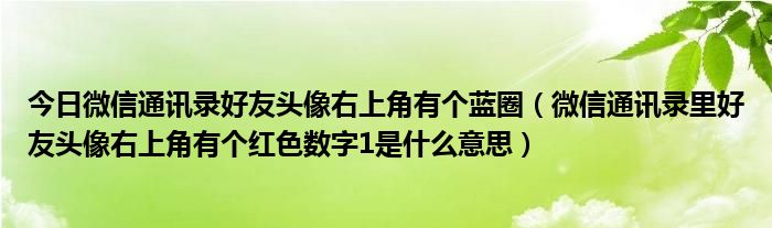 今日微信通讯录好友头像右上角有个蓝圈（微信通讯录里好友头像右上角有个红色数字1是什么意思）