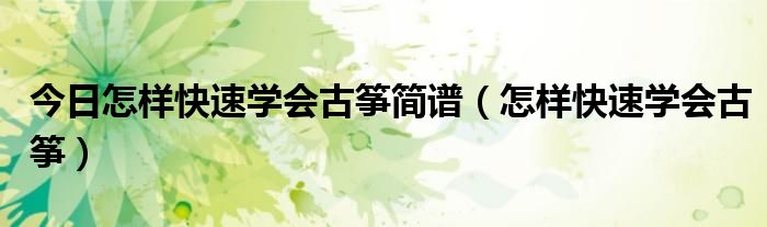 今日怎样快速学会古筝简谱（怎样快速学会古筝）