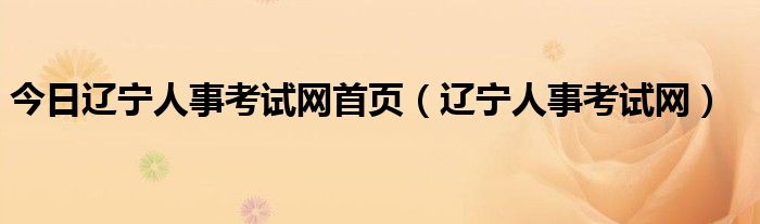 今日辽宁人事考试网首页（辽宁人事考试网）