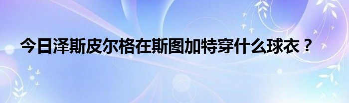 今日泽斯皮尔格在斯图加特穿什么球衣？