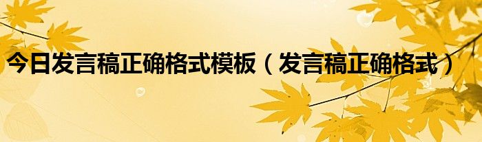 今日发言稿正确格式模板（发言稿正确格式）