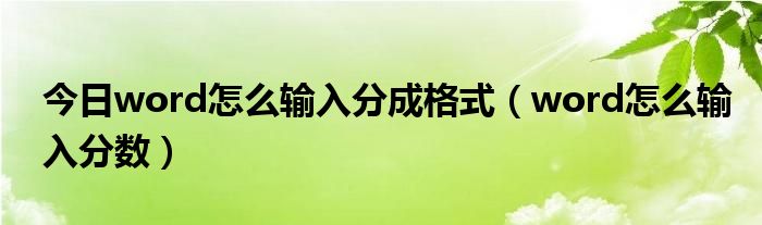 今日word怎么输入分成格式（word怎么输入分数）