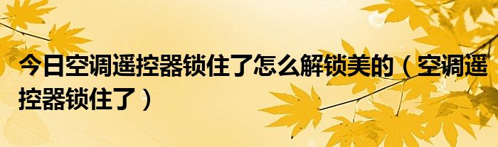 今日空调遥控器锁住了怎么解锁美的（空调遥控器锁住了）