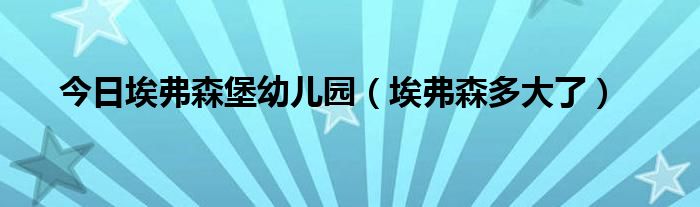 今日埃弗森堡幼儿园（埃弗森多大了）