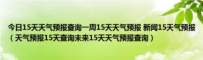 今日15天天气预报查询一周15天天气预报 新闻15天气预报（天气预报15天查询未来15天天气预报查询）