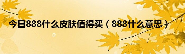 今日888什么皮肤值得买（888什么意思）