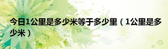 今日1公里是多少米等于多少里（1公里是多少米）