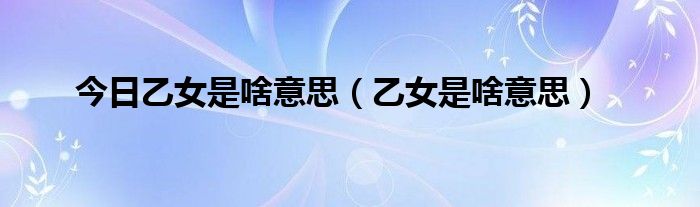 今日乙女是啥意思（乙女是啥意思）