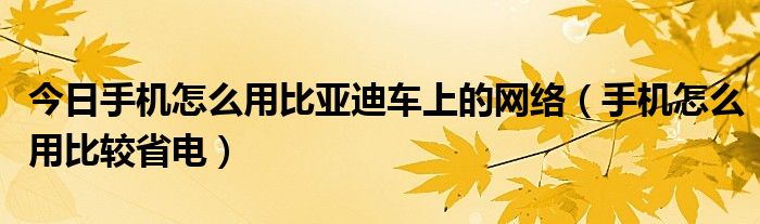 今日手机怎么用比亚迪车上的网络（手机怎么用比较省电）