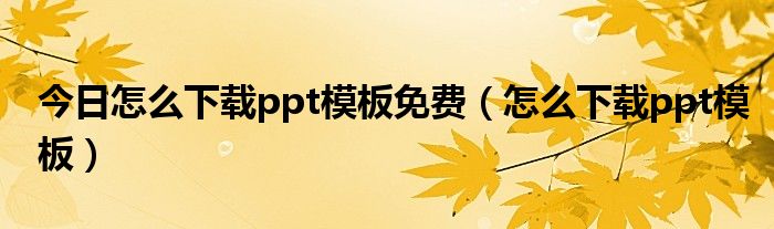 今日怎么下载ppt模板免费（怎么下载ppt模板）