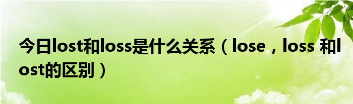 今日lost和loss是什么关系（lose，loss 和lost的区别）