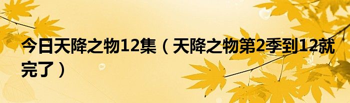 今日天降之物12集（天降之物第2季到12就完了）