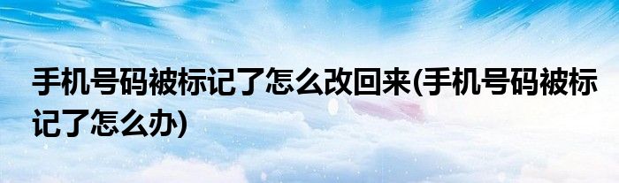 手机号码被标记了怎么改回来(手机号码被标记了怎么办)