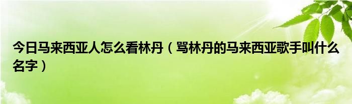 今日马来西亚人怎么看林丹（骂林丹的马来西亚歌手叫什么名字）