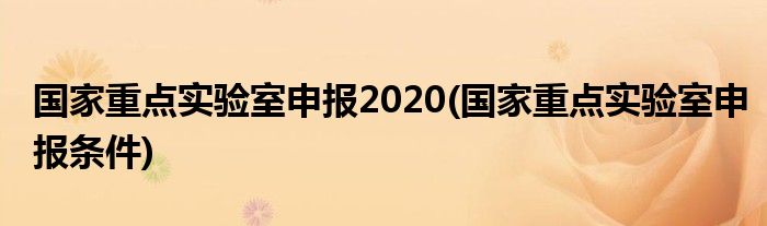 国家重点实验室申报2020(国家重点实验室申报条件)