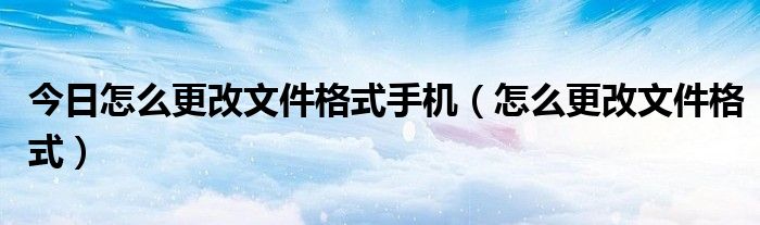 今日怎么更改文件格式手机（怎么更改文件格式）