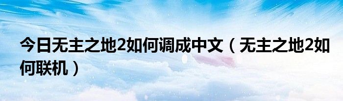 今日无主之地2如何调成中文（无主之地2如何联机）