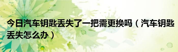 今日汽车钥匙丢失了一把需更换吗（汽车钥匙丢失怎么办）