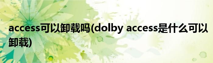 access可以卸载吗(dolby access是什么可以卸载)