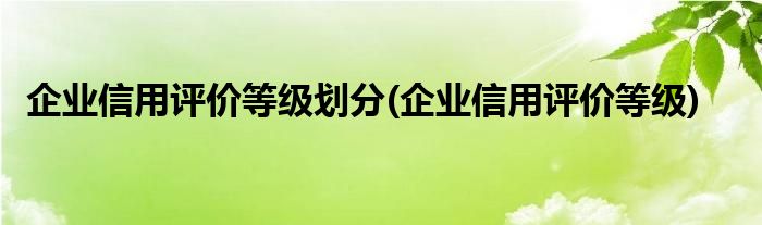 企业信用评价等级划分(企业信用评价等级)