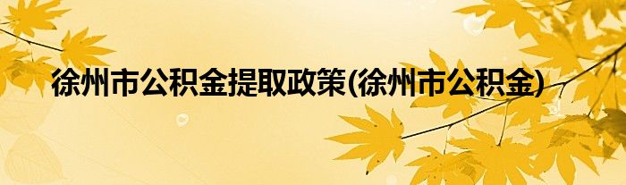 徐州市公积金提取政策(徐州市公积金)