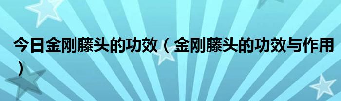 今日金刚藤头的功效（金刚藤头的功效与作用）