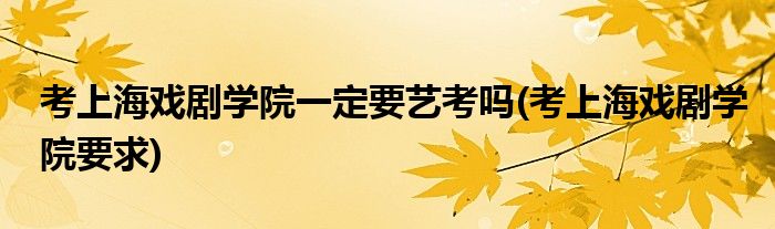 考上海戏剧学院一定要艺考吗(考上海戏剧学院要求)