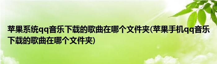 苹果系统qq音乐下载的歌曲在哪个文件夹(苹果手机qq音乐下载的歌曲在哪个文件夹)