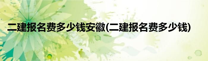 二建报名费多少钱安徽(二建报名费多少钱)