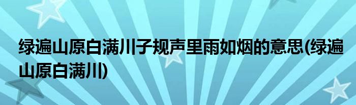 绿遍山原白满川子规声里雨如烟的意思(绿遍山原白满川)