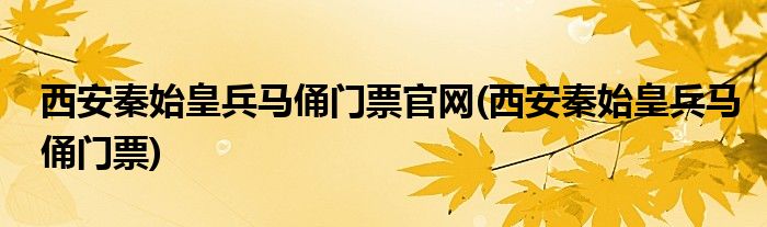 西安秦始皇兵马俑门票官网(西安秦始皇兵马俑门票)