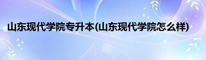 山东现代学院专升本(山东现代学院怎么样)