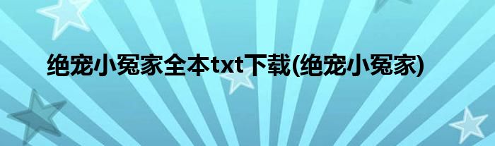 绝宠小冤家全本txt下载(绝宠小冤家)