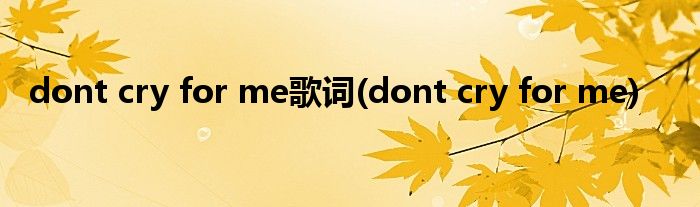 dont cry for me歌词(dont cry for me)