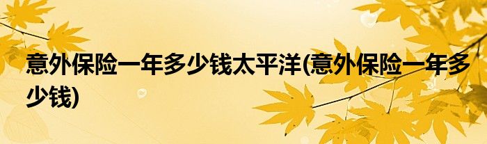 意外保险一年多少钱太平洋(意外保险一年多少钱)