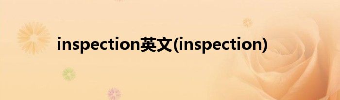 inspection英文(inspection)