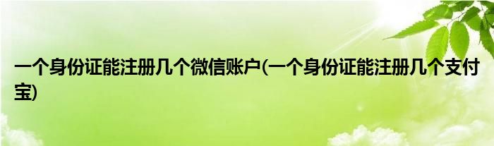 一个身份证能注册几个微信账户(一个身份证能注册几个支付宝)